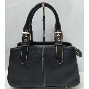 Dooney & Bourke Black Pebbled Leather Double Handle Satchel Bag